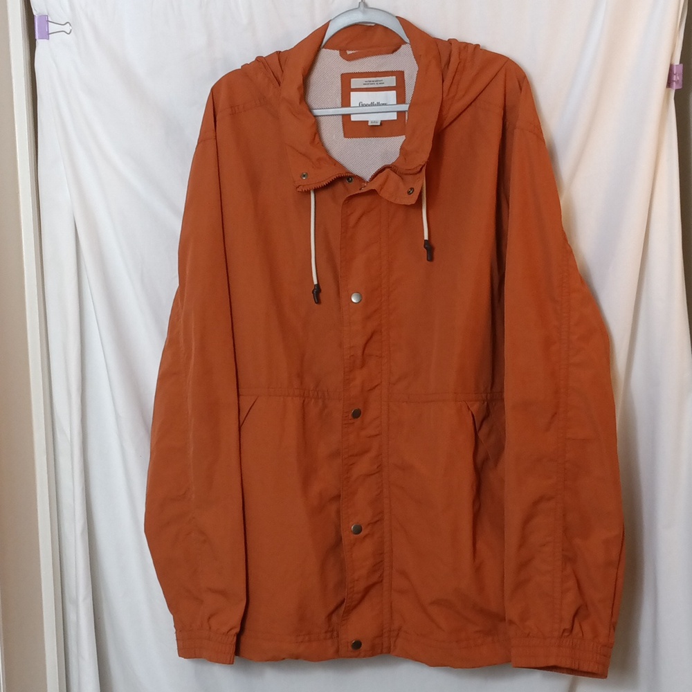 Men's Hooded Rain Jacket / Coat / Windbreaker Goodfellow & Co Orange size XXL